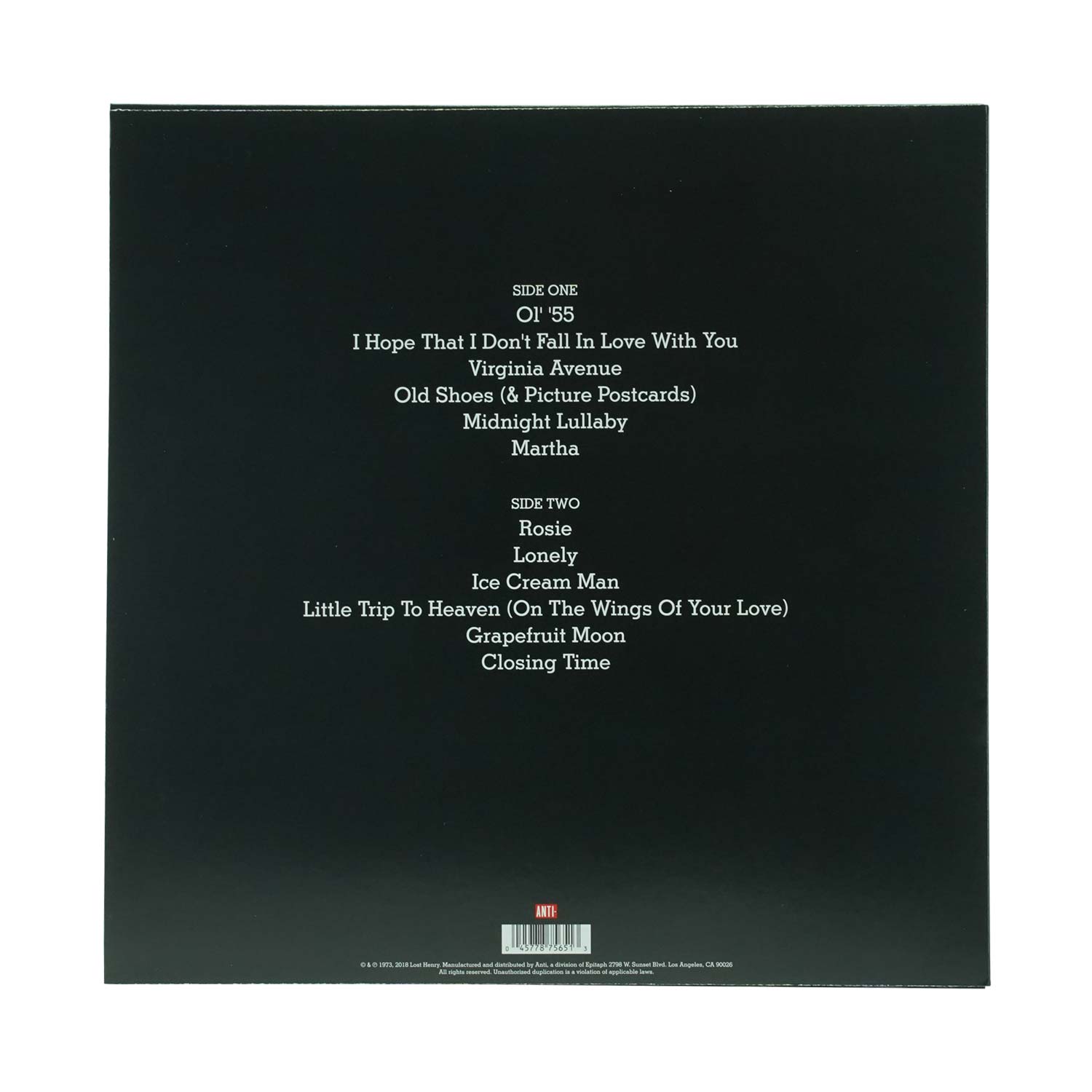 Tom Waits Closing Time LP (180g Clear Remastered) Vinyl