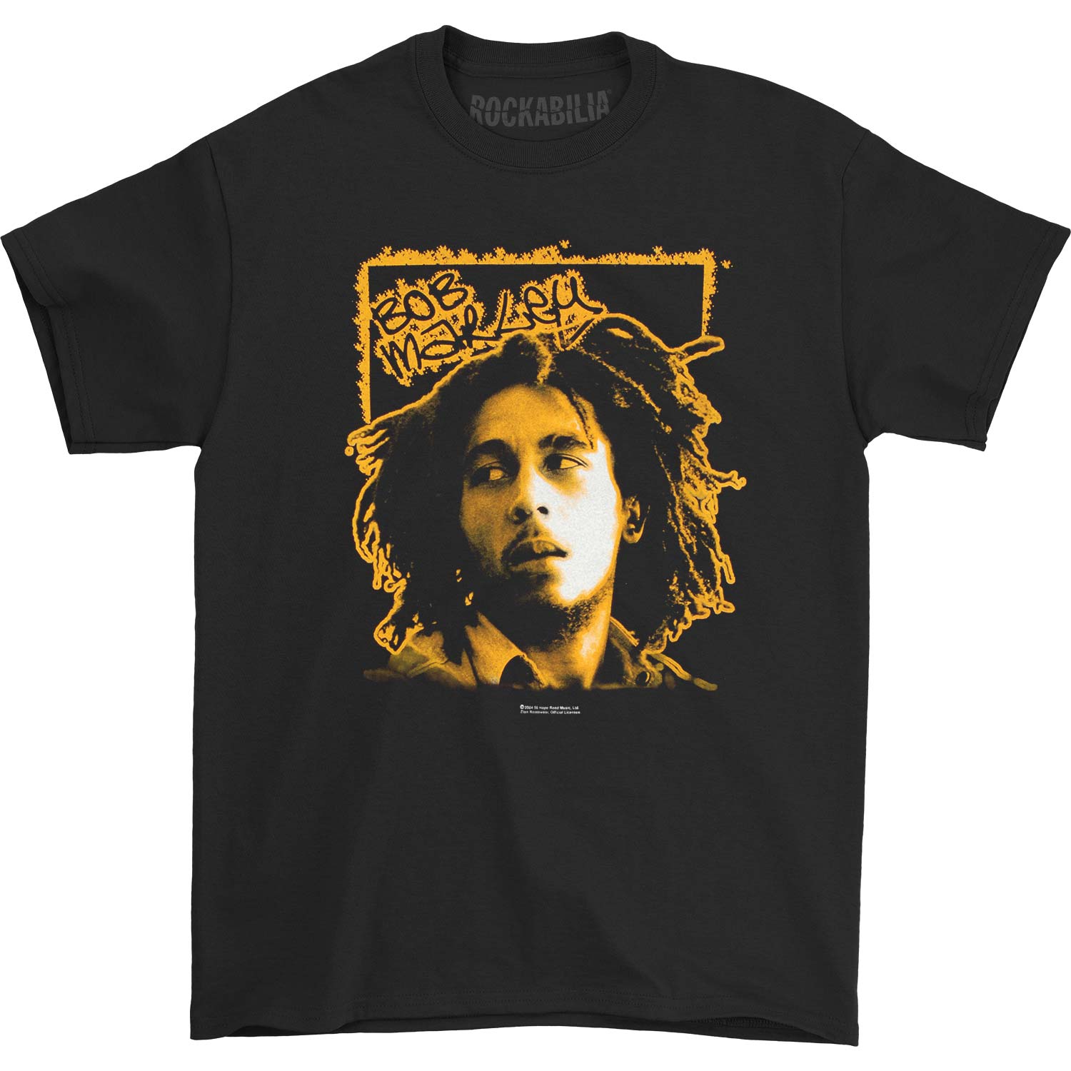 Bob Marley Tilt on black T-shirt