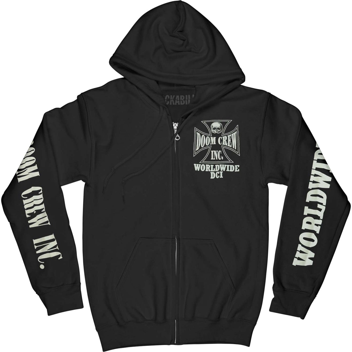 Black Label Society Doom Crew Zip Black And White Men's Hoodie Zippered Hooded Sweatshirt