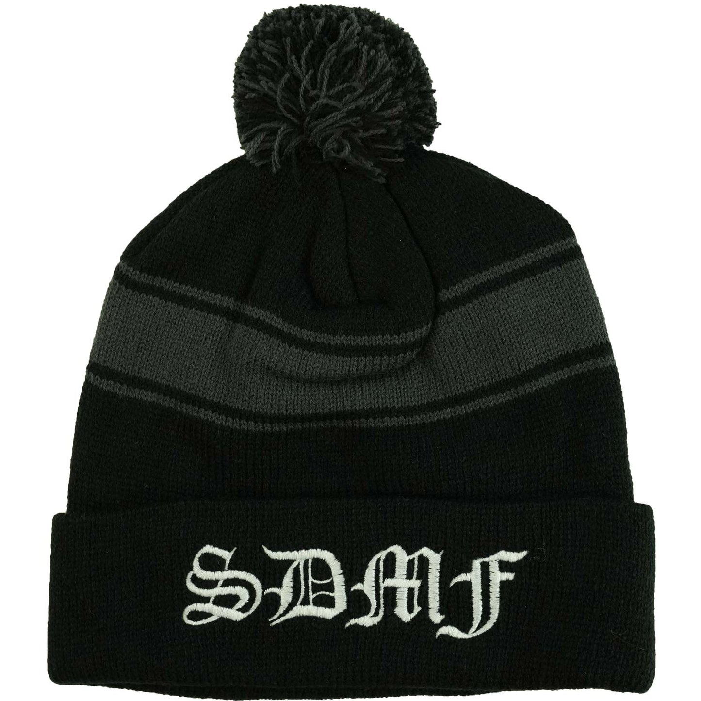Black Label Society BLS Striped Pom Beanie Beanie