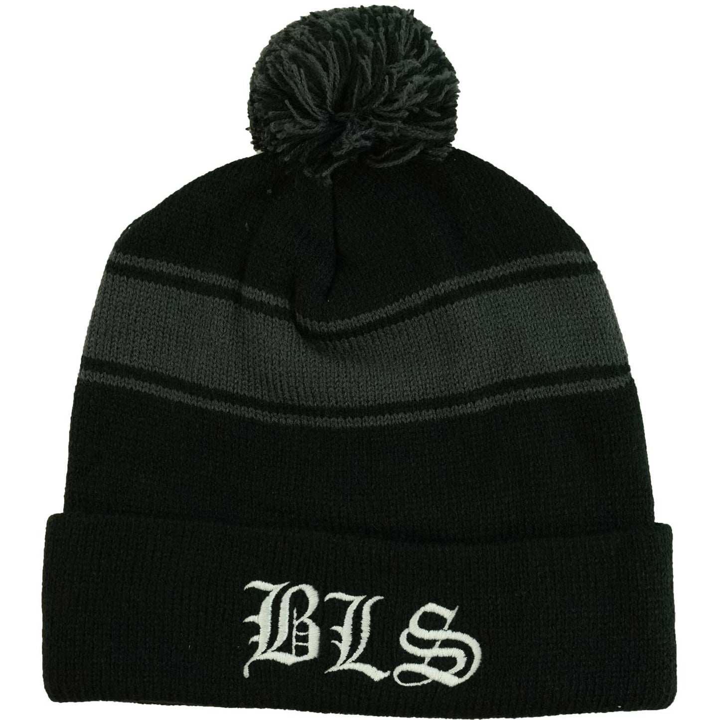 Black Label Society BLS Striped Pom Beanie Beanie