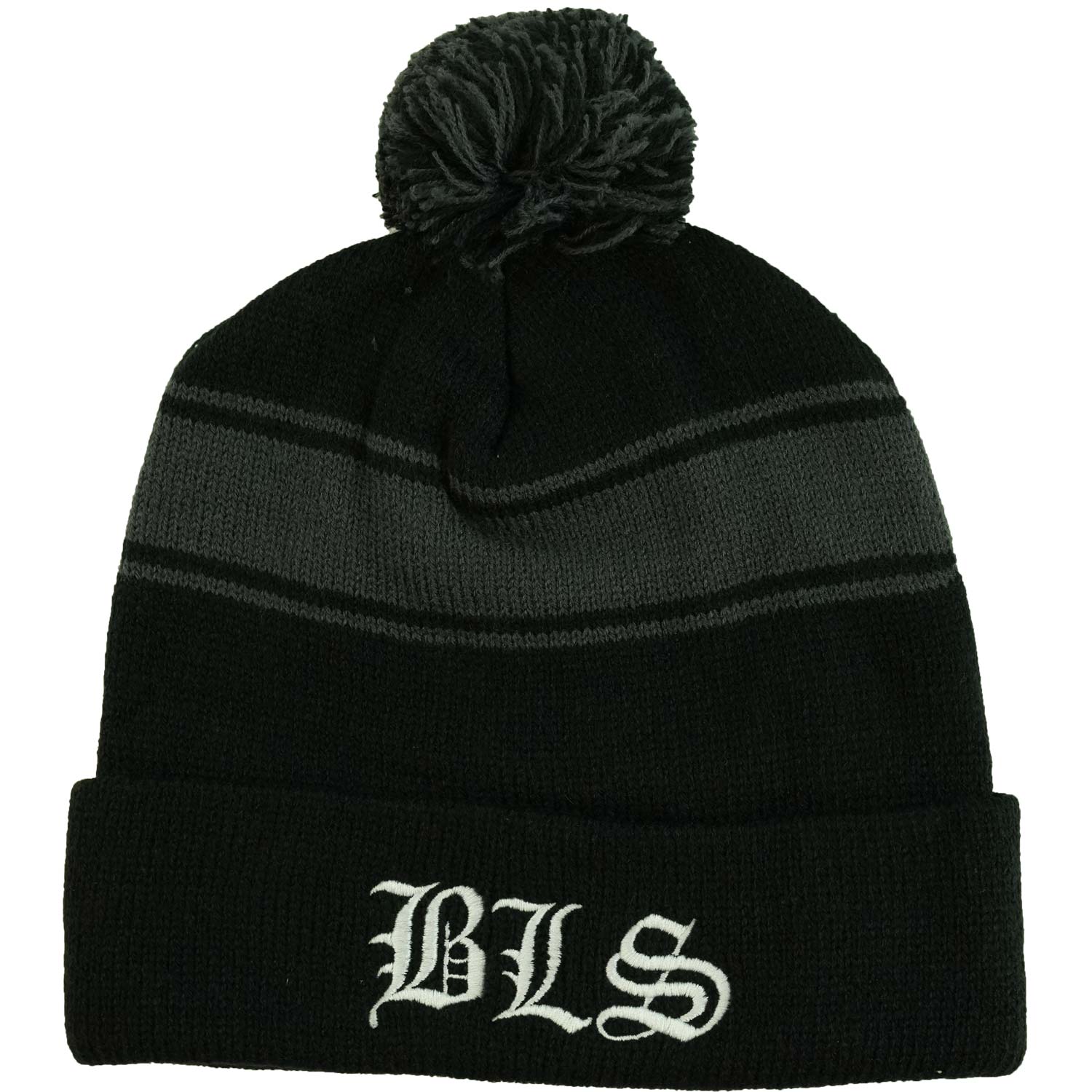 Black Label Society BLS Striped Pom Beanie Beanie