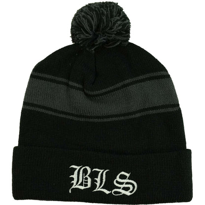 Black Label Society BLS Striped Pom Beanie Beanie