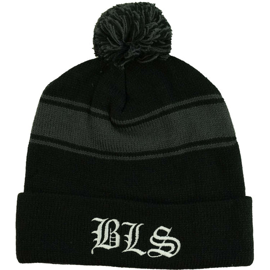 Black Label Society BLS Striped Pom Beanie Beanie