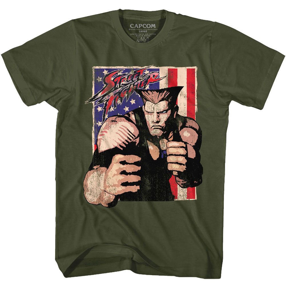 Street Fighter Guile With Flag T-shirt