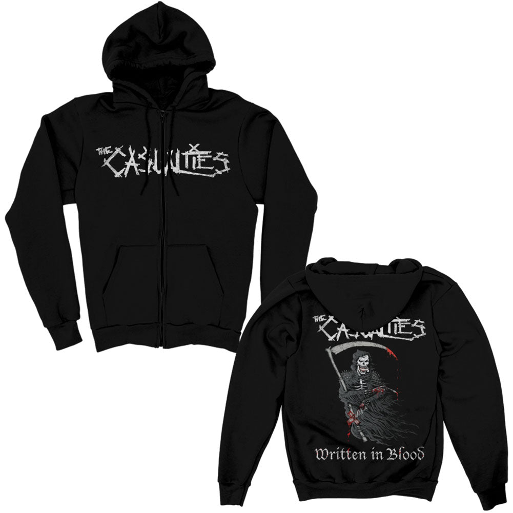Casualties Written in Blood Zip Up Zippered Hooded Sweatshirt