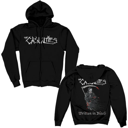 Casualties Written in Blood Zip Up Zippered Hooded Sweatshirt