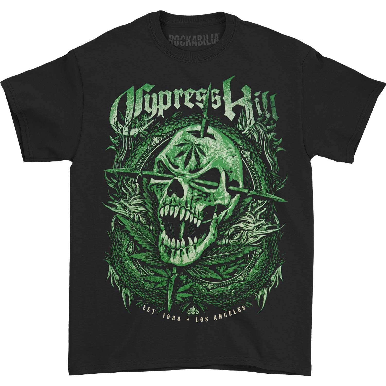 Cypress Hill EST 1988 Green Skull T-shirt