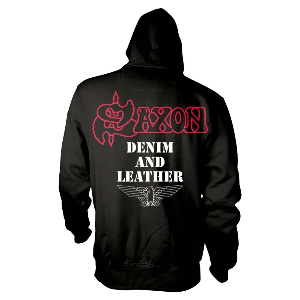 Saxon Denim And Leather Hooded Sweatshirt