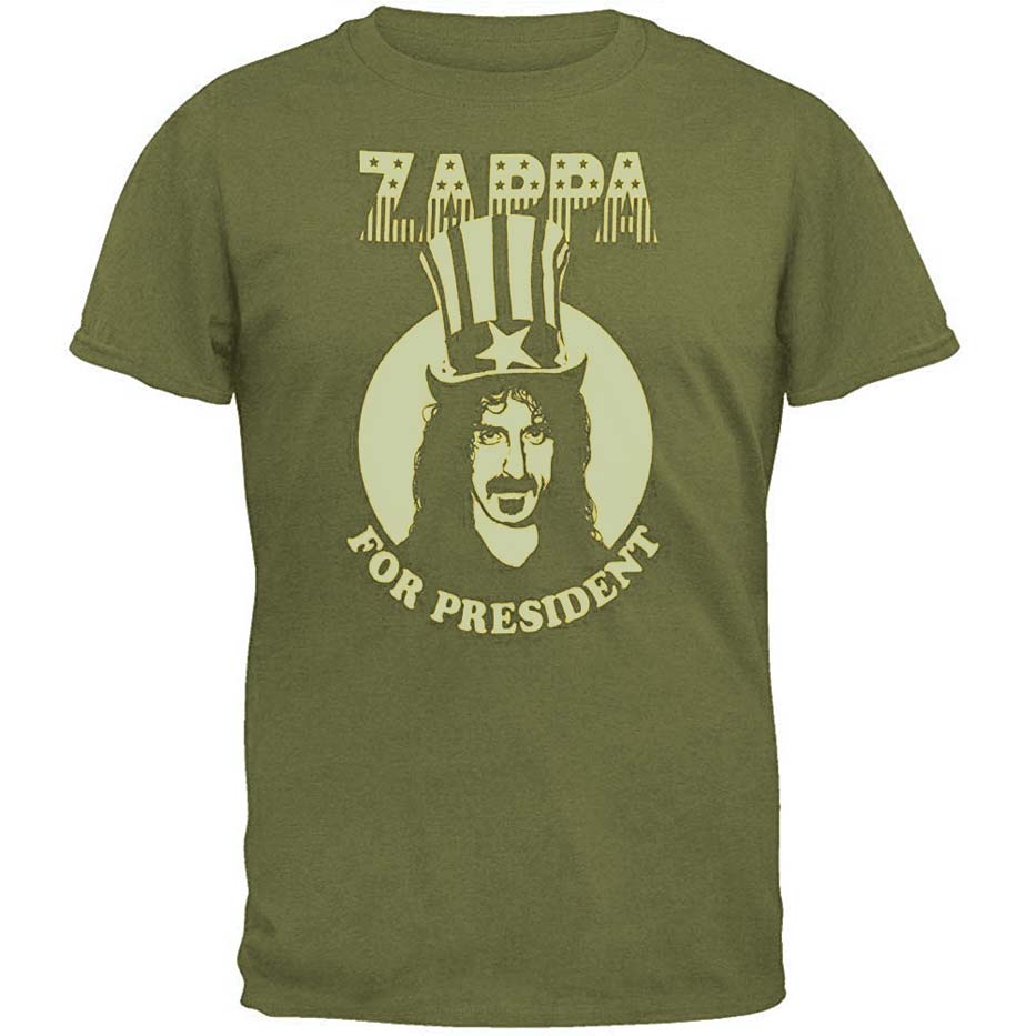 Frank Zappa For President Military Green T-shirt