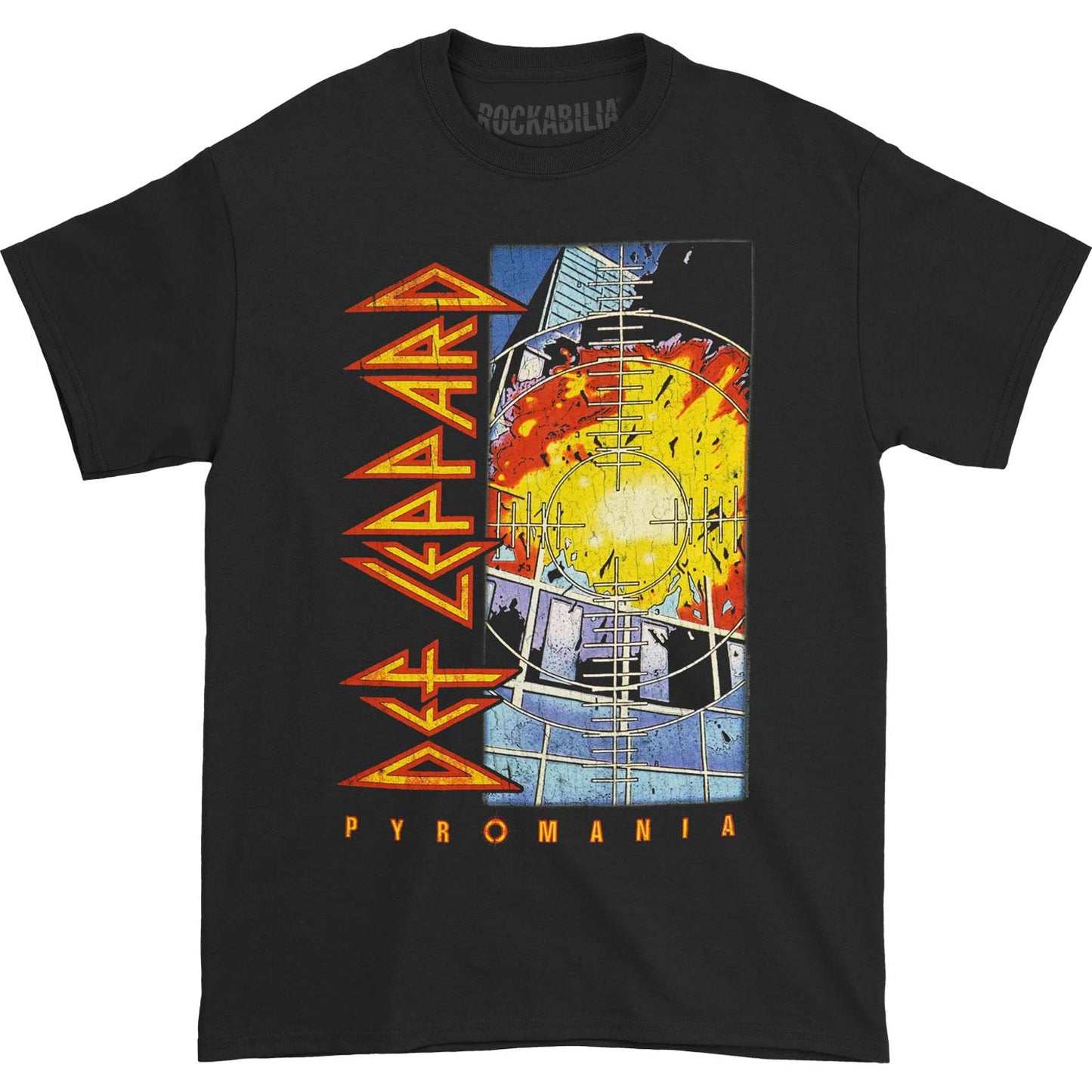 Def Leppard Vintage Distressed Pyromania With Vertical Logo T-shirt