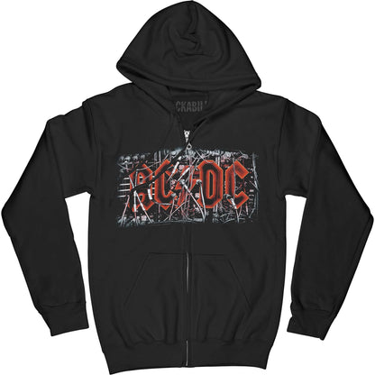 AC/DC PWR UP Cables Zippered Hooded Sweatshirt