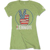 Peace Fingers US Flag Ladies T-Shirt Junior Top