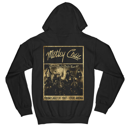 Civic Arena 1987 Flyer Zippered Hoodie Zippered Hooded Sweatshirt