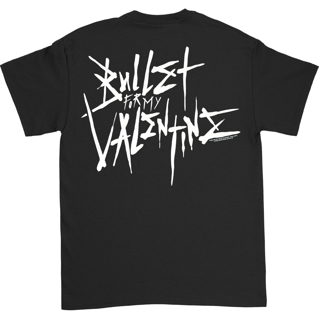 Bullet For My Valentine Album Cropped & Large Logo (Back Print) Slim Fit T-shirt