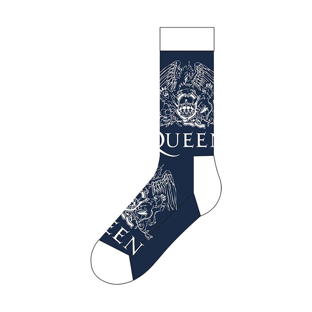 Queen White Crests (US Men's Shoe Size 8 - 12) Socks