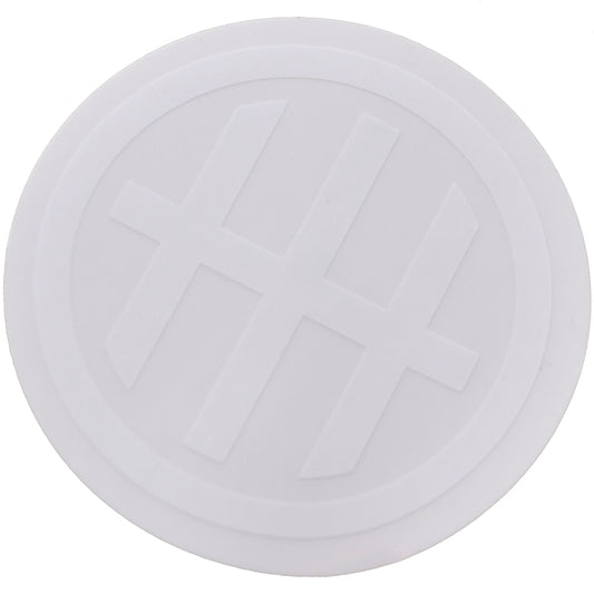 Round White On White Symbol Sticker