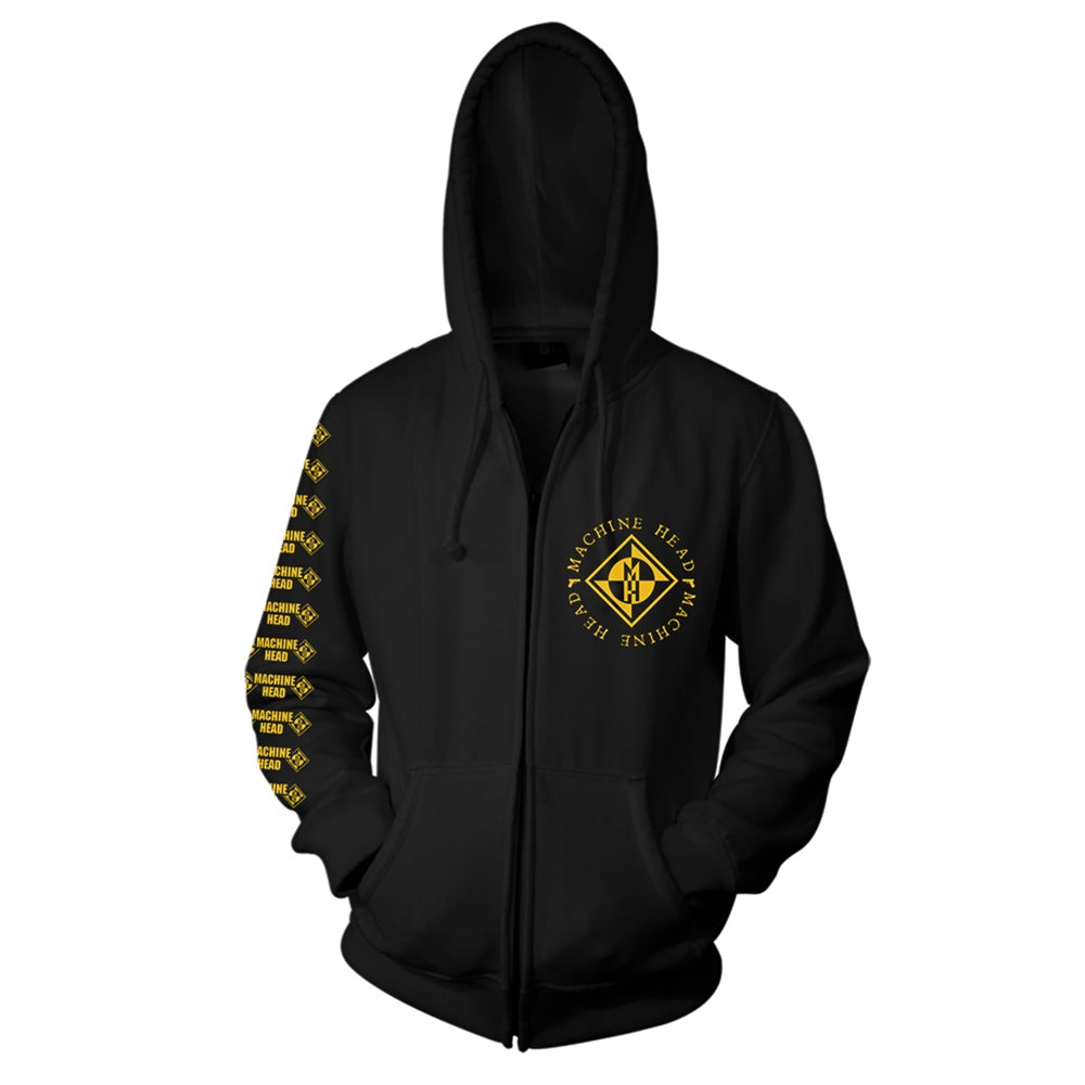 Diamond Zippered Hooded Sweatshirt