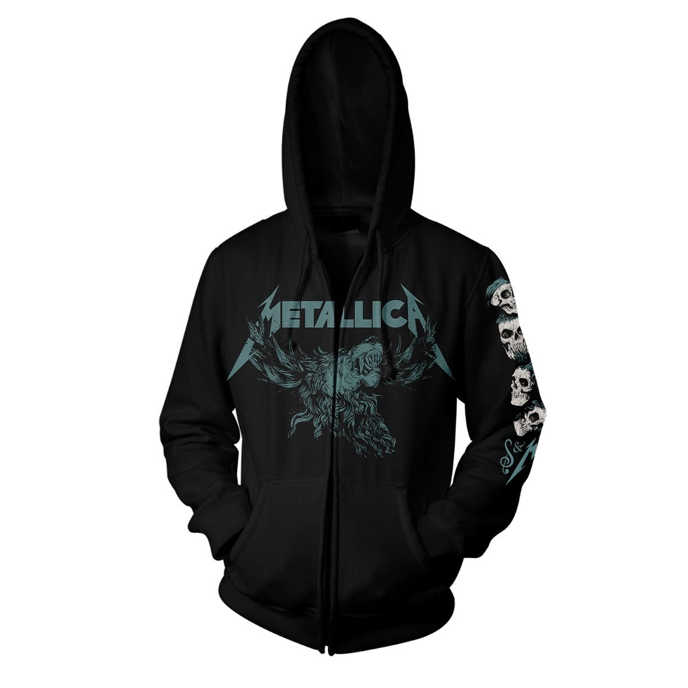 S&m2 Skulls Zippered Hooded Sweatshirt