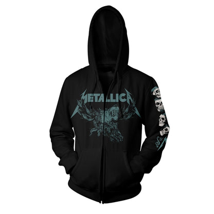 S&m2 Skulls Zippered Hooded Sweatshirt