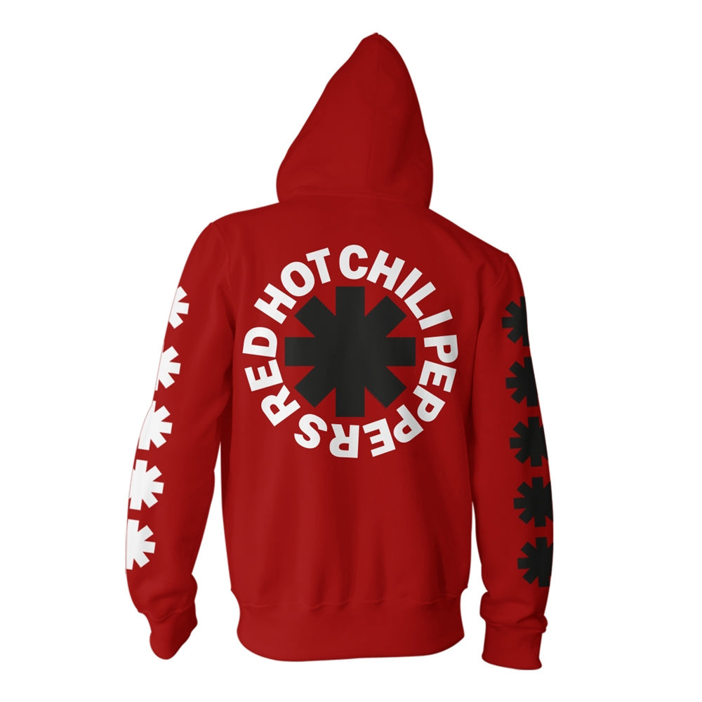 Red Hot Chili Peppers Classic B&w Asterisk (red) Hooded Sweatshirt