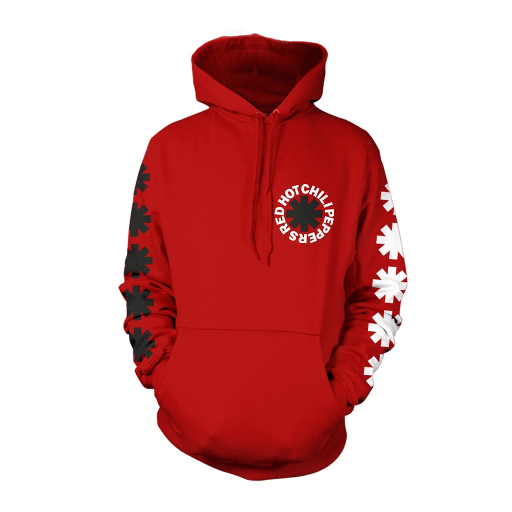 Red Hot Chili Peppers Classic B&w Asterisk (red) Hooded Sweatshirt