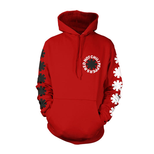 Red Hot Chili Peppers Classic B&w Asterisk (red) Hooded Sweatshirt