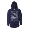 Vintage Print Lz1 Zippered Hooded Sweatshirt