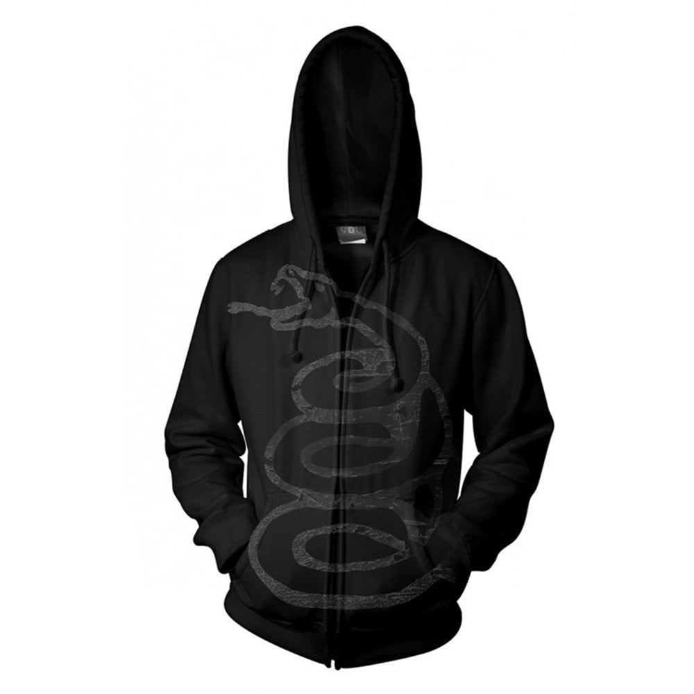 Black Album Burnished Zippered Hooded Sweatshirt