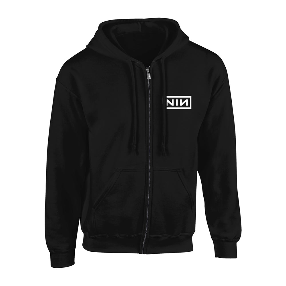 Nine Inch Nails Classic White Logo Zippered Hooded Sweatshirt