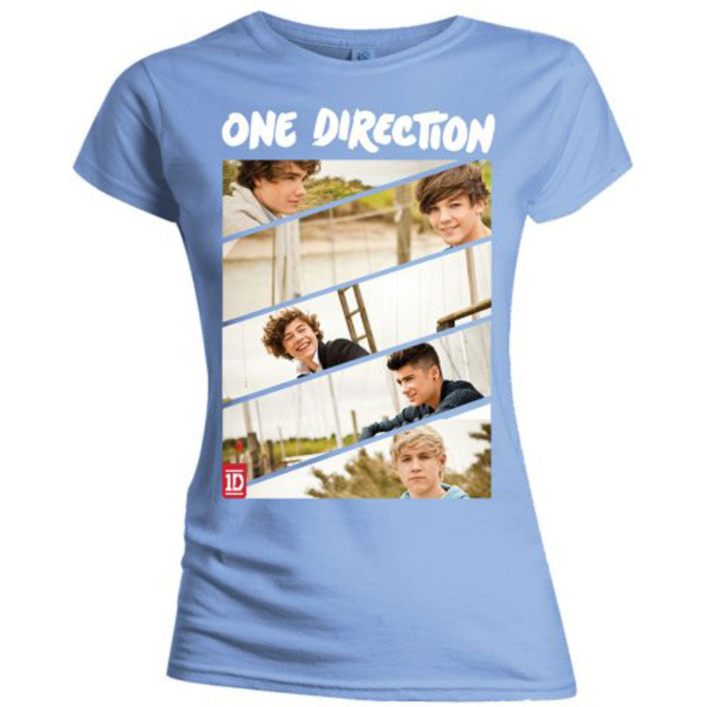 One Direction Band Sliced (Skinny Fit) Kids Girls T-Shirt Junior Top