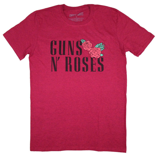 Guns N Roses Guns N Roses Red Roses on Maroon Tee T-shirt