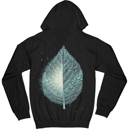 Leaf Black Zippered Hooded Sweatshirt