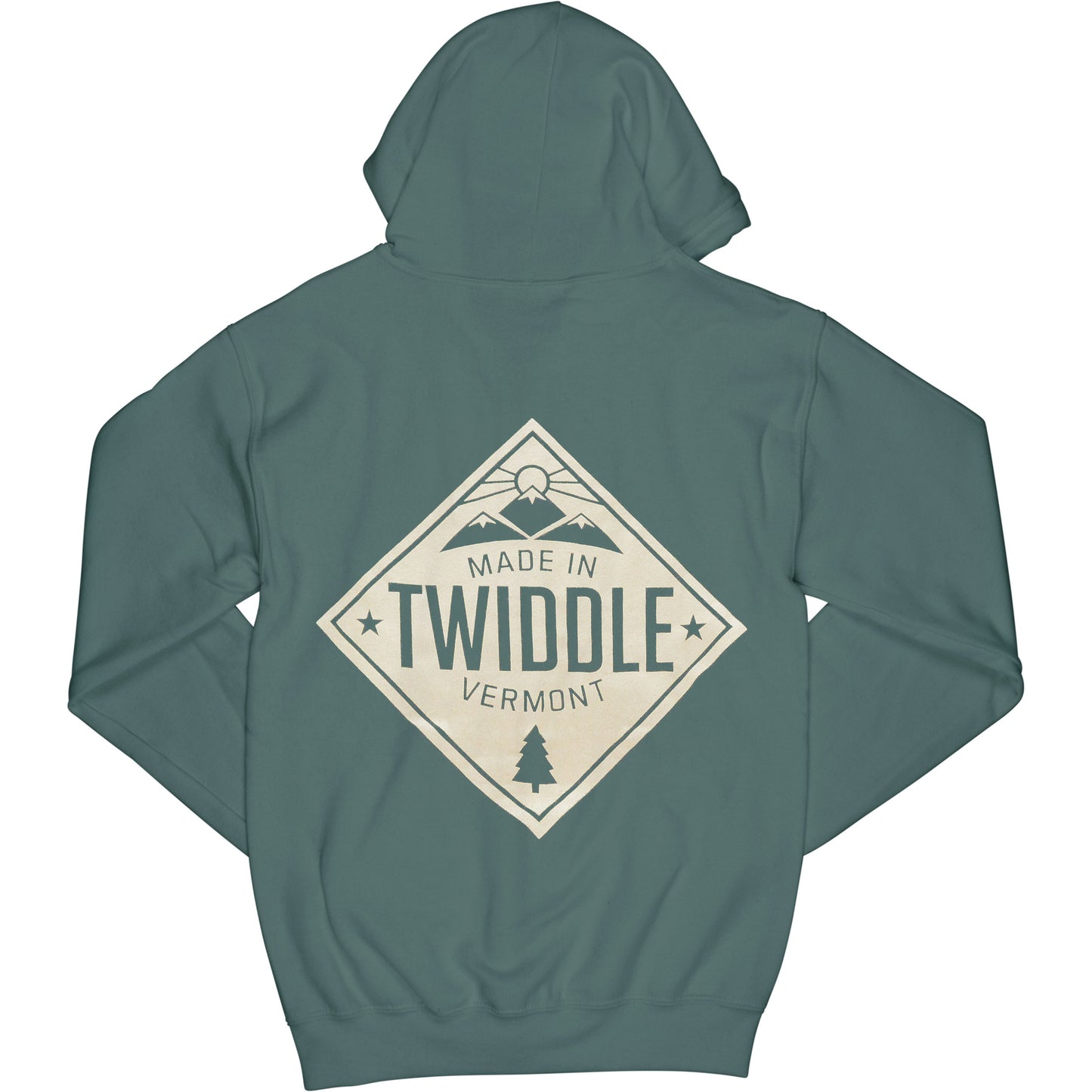 Green Diamond Logo Zippered Hooded Sweatshirt