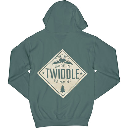 Green Diamond Logo Zippered Hooded Sweatshirt