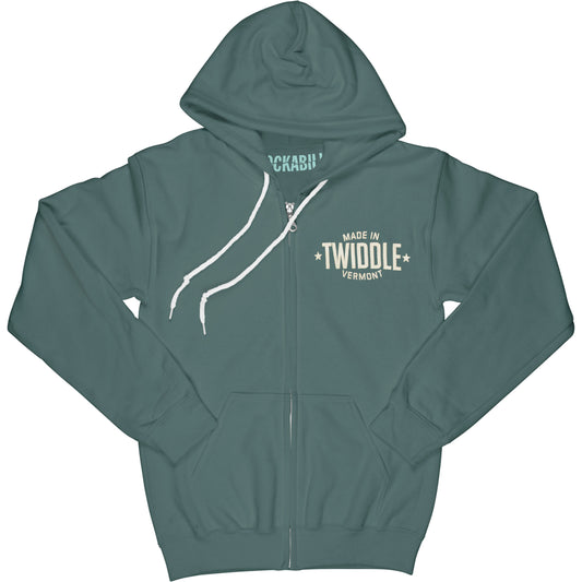 Twiddle Green Diamond Logo Zippered Hooded Sweatshirt