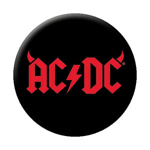 AC/DC Logo with Horns Button 433050 | Rockabilia Merch Store