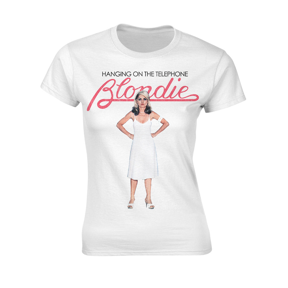 Blondie Hanging On The Telephone (white) Womens T-shirt