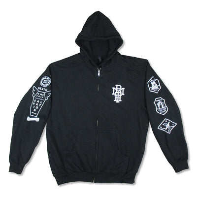Pocket Logo Zip Up Hooded Fleece Zippered Hooded Sweatshirt