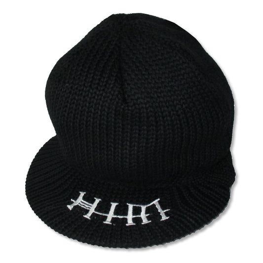 White Logo Billed Knit Beanie Beanie