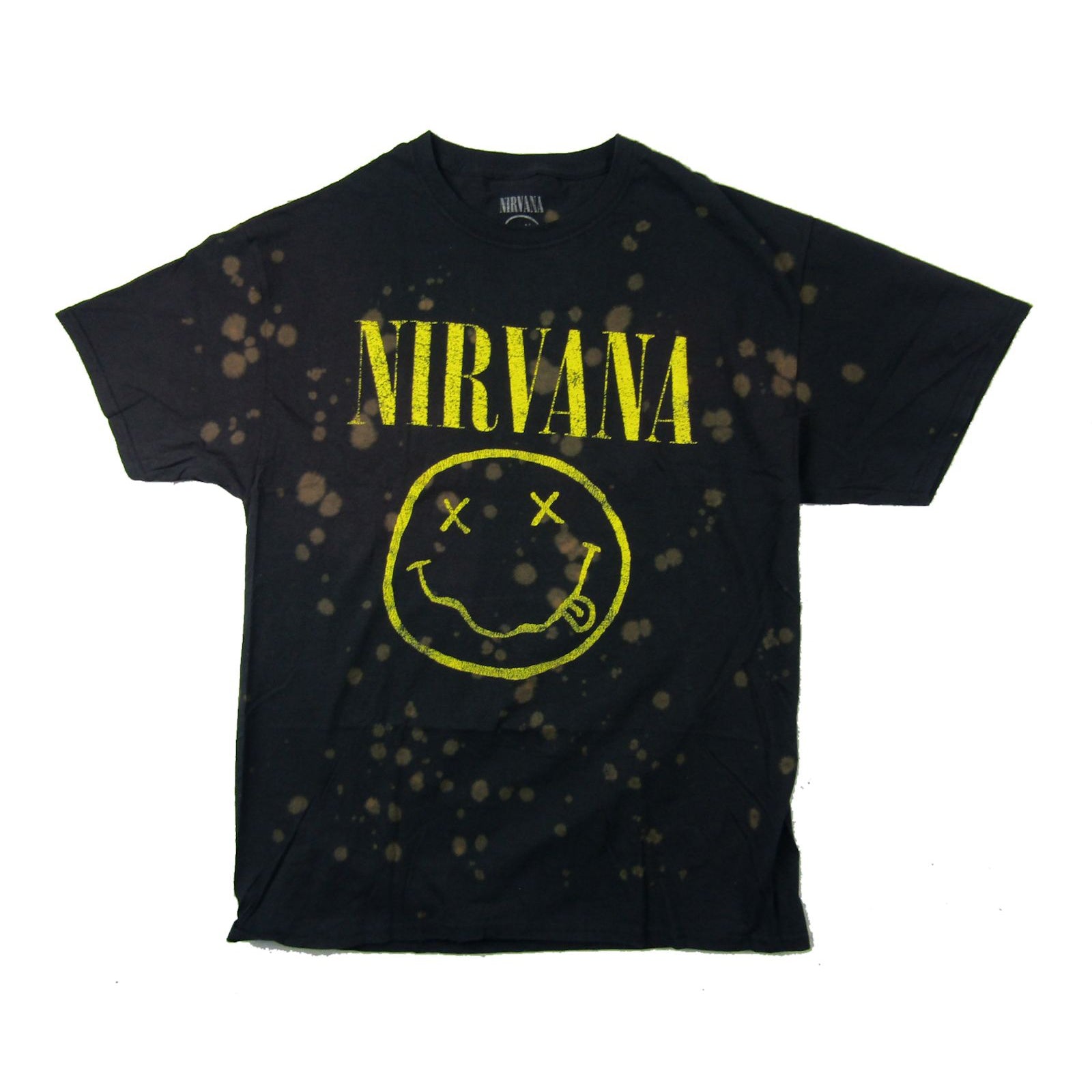 Nirvana Distressed Smiley Dyed Acid Wash T-shirt