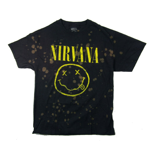 Nirvana Distressed Smiley Dyed Acid Wash T-shirt