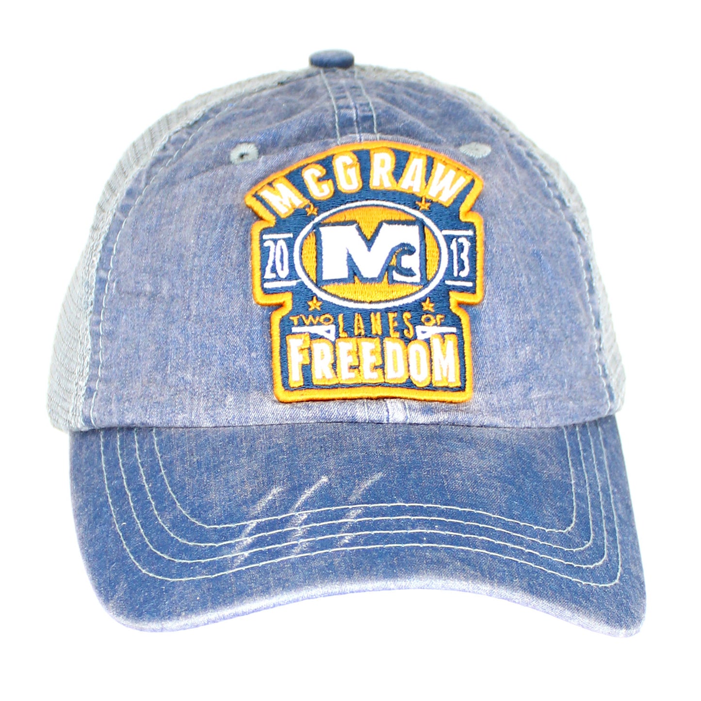 Embroidered Two Lanes Of Freedom 2013 Logo Trucker Cap