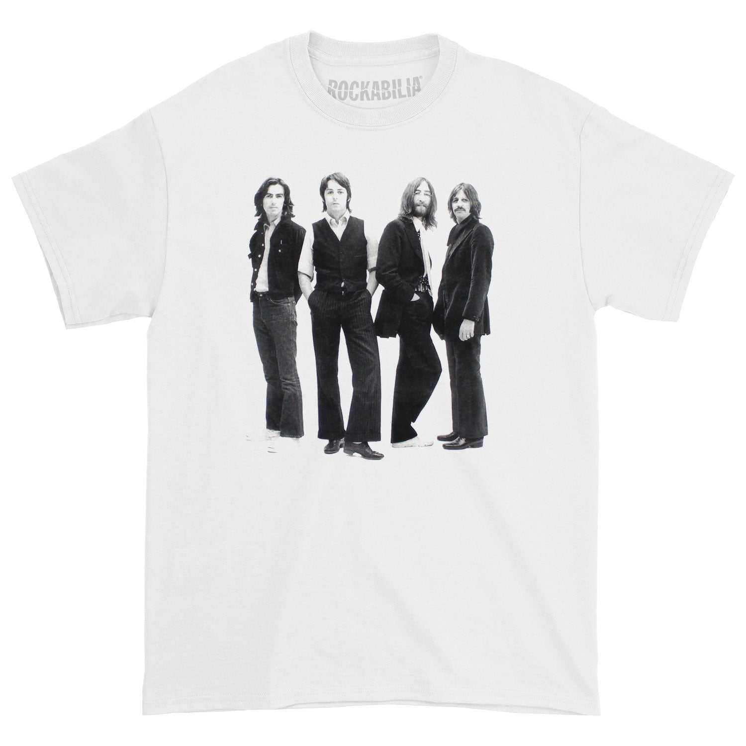 Beatles Black & White Group Posed Standing Photo T-shirt
