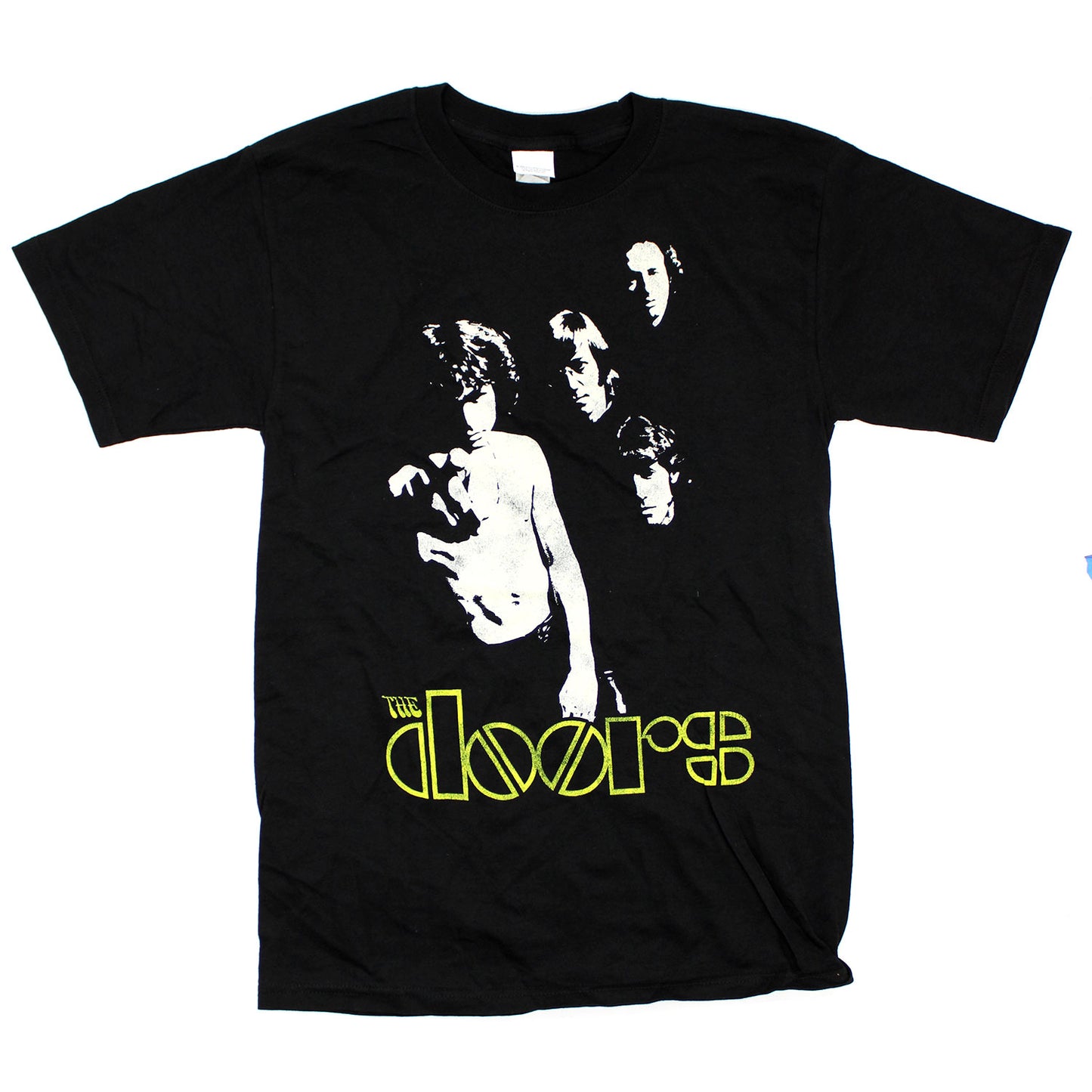 Doors Vintage Distressed Band Photo Above Green Logo T-shirt