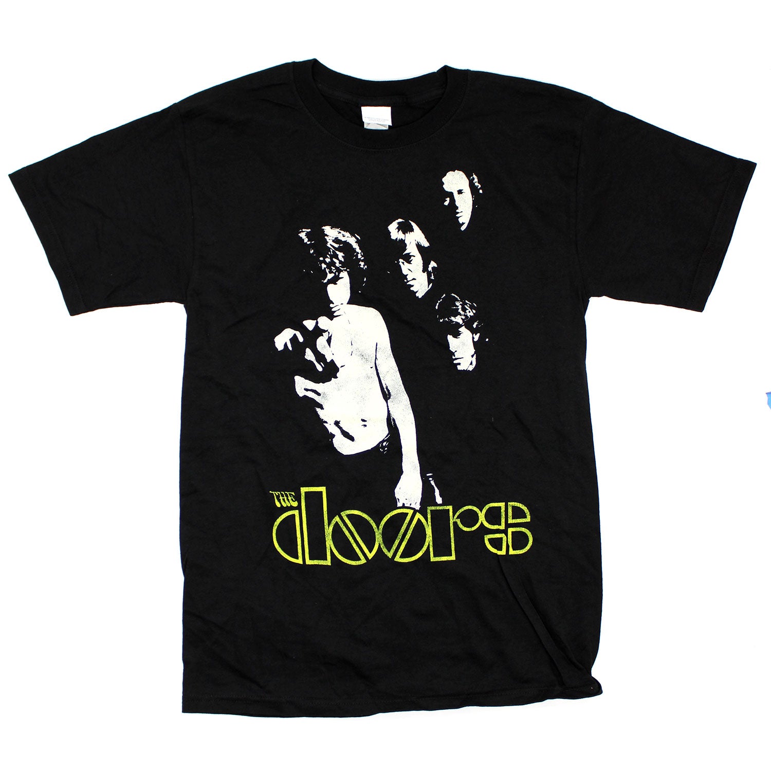 Doors Vintage Distressed Band Photo Above Green Logo T-shirt