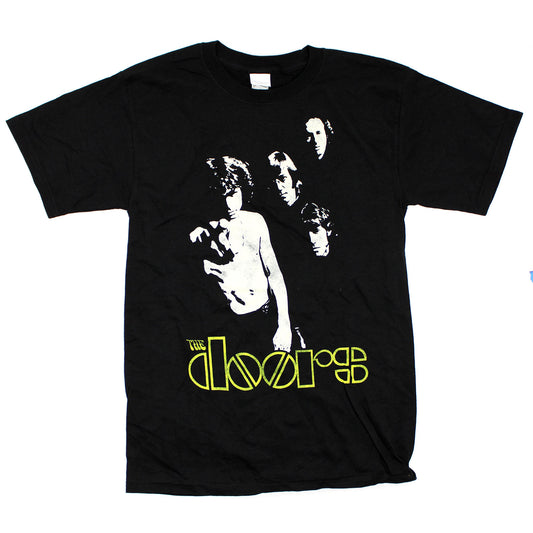 Doors Vintage Distressed Band Photo Above Green Logo T-shirt