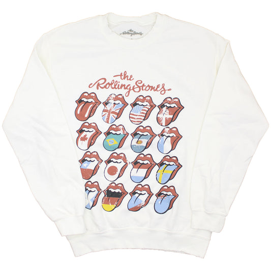Multi Lips Crew Neck Fleece Sweatshirt