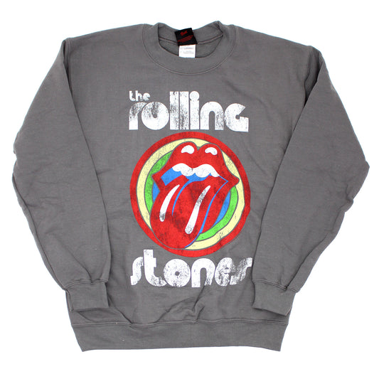 Rolling Stones Distressed Target Crew Neck Fleece Sweatshirt