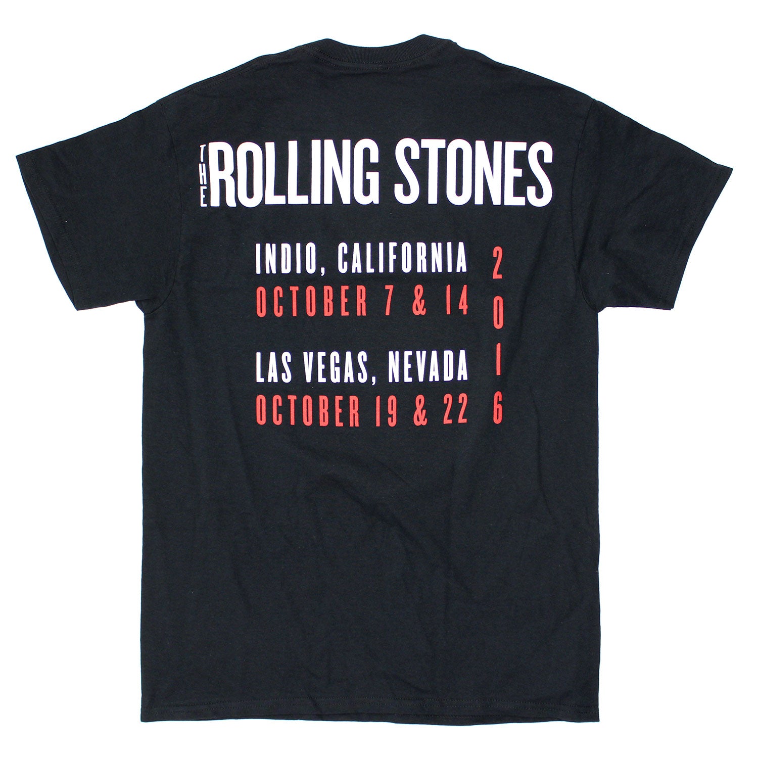 Rolling Stones Tongue Events 10/16 on Black Tee T-shirt